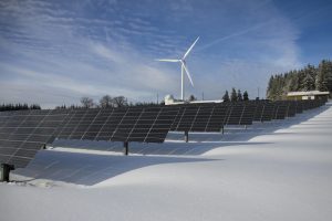 A solar panel on a rooftop, harnessing the power of the sun to generate clean and renewable energy.